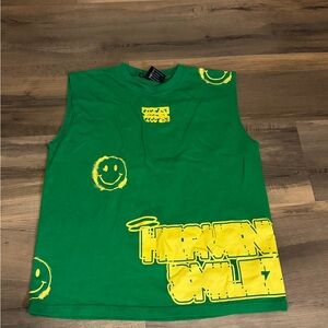 Mens Heavenly Smiles Tank Top Green/Yellow Size Medium